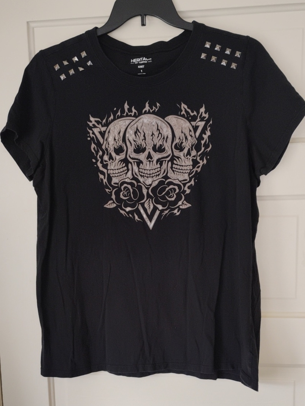 Heritage By Torrid Black Studded Skull Graphic Tee Sz 1X